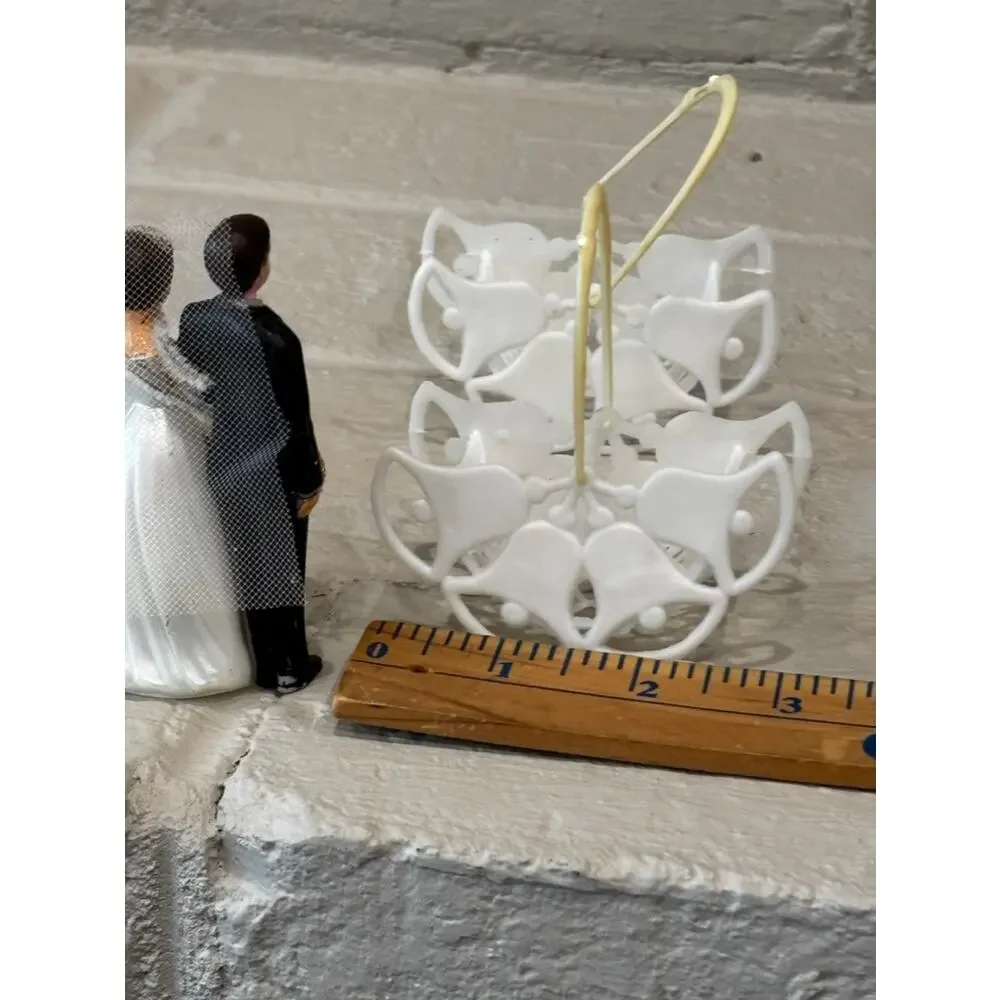 Vintage Wedding Cake Topper Bride Groom Bells Candle Holders 1960s